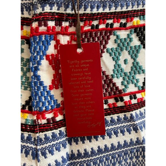 Tigerlily NWT Aztec Western Heavy Weave Shorts Blue Red Embroidered 4 | REVOLVE - Picture 10 of 13